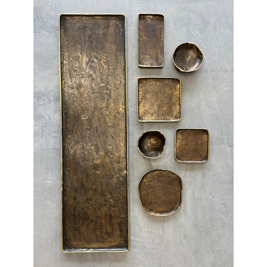 Rounded Handmade Cast Bronze Bowl Inspired by Wabi-Sabi, Vide-Poche