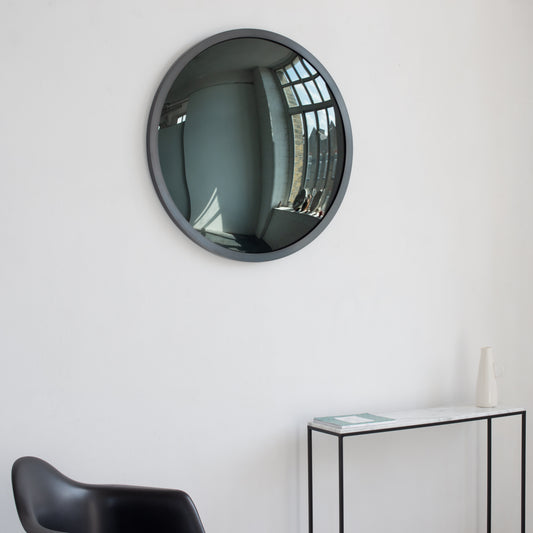 Orbis™ Round Black Convex Handcrafted Mirror with Blackened Metal Frame