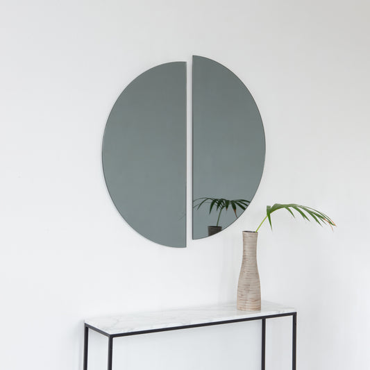 Set of 2 Luna™ Half-Moon Black Tinted Semi-circular Contemporary Frameless Mirrors