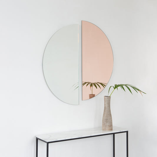 Set of 2 Luna™ Half Moon Mixed Tinted Silver + Rose Gold (Peach) Semi-circular Frameless Mirrors