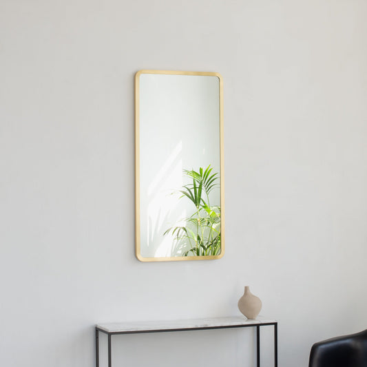Alguacil & Perkoff Rectangular Wall Mirror with Contemporary Solid Brass Frame