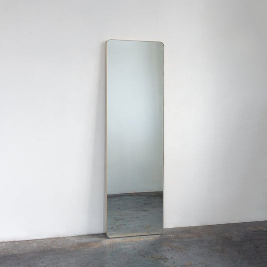 In Stock Oversized Quadris™ Wall leaning and Wall Hanging Rectangular Mirror, Brass Frame