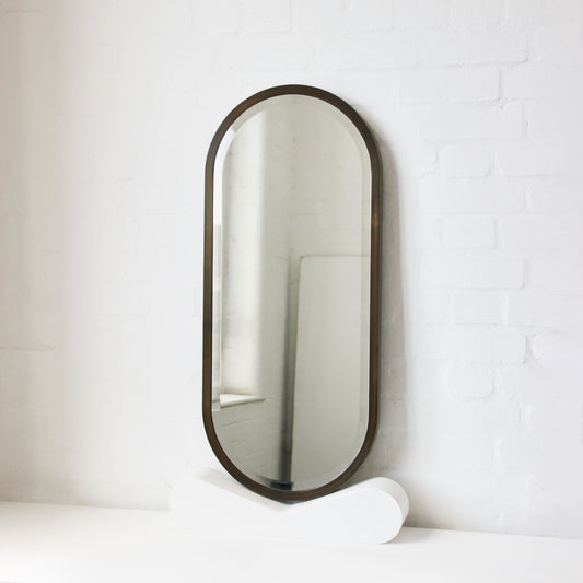 Capsula™ Capsule Shape Bevelled Mirror with Bronze Patina Full Frame