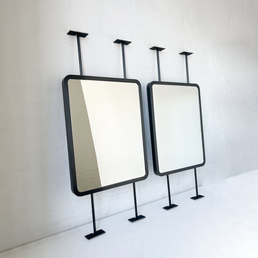 Set of 2 Countertop to Ceiling Quadris™ Mirror with Blackened Stainless Steel Frame