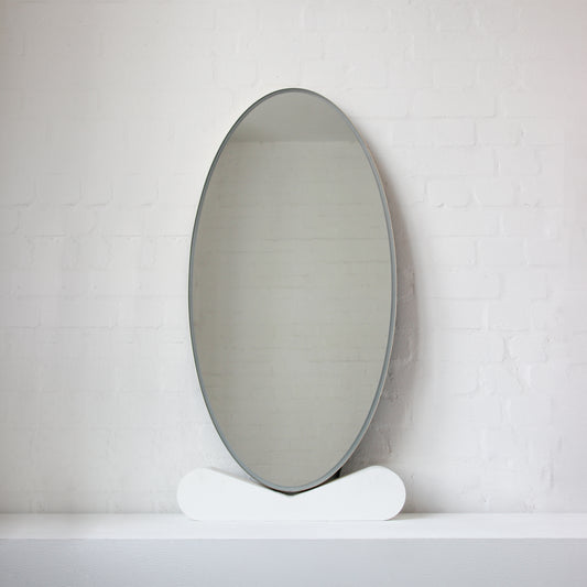 Ovalis™ Oval shaped Front Illuminated Modern Large Mirror with a Brushed Brass Frame