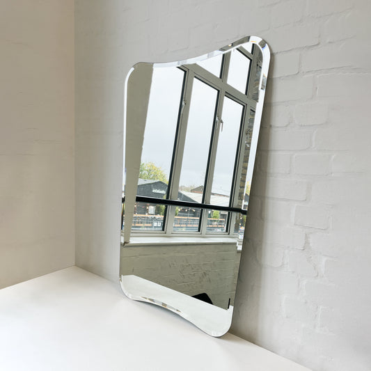 Gio Ponti Inspired Freeform Frameless Mirror with a Bevel