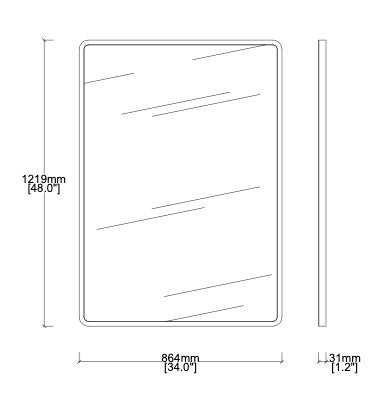 AP Order 2442- Bespoke Quadris™ Mirror Round Corners Full Frame Blackened Stainless Finish (1219 x 864 x 30mm)