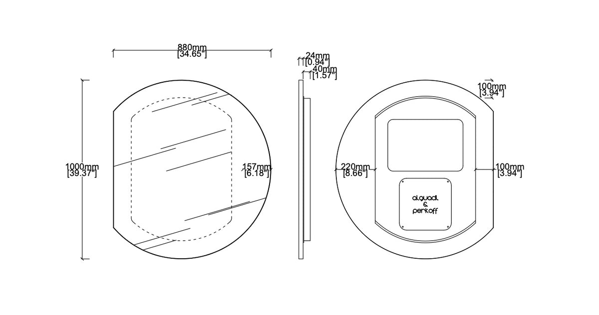 Bespoke Wall Hanging Orbis™ Trecus Mirror Back Illumination- Customer Provides the LED Strip Minimalist Frame Matte Black Finish (1000mm x 24mm Depth)