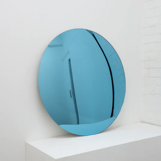 Bespoke Obis™ Convex Mirror Blue Tinted Frameless with Floating Effect (914mm)