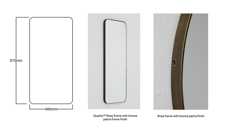 Bespoke Quadris™ Mirror Brass Frame with Bronze Patina Finish (940 x 480 x 18mm)