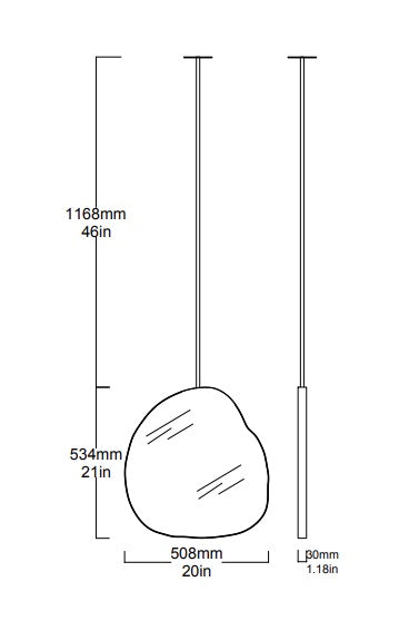 Bespoke Suspended Ergon™ Mirror Brushed Brass Frame 1 Rod (534 x 508 x 30mm)