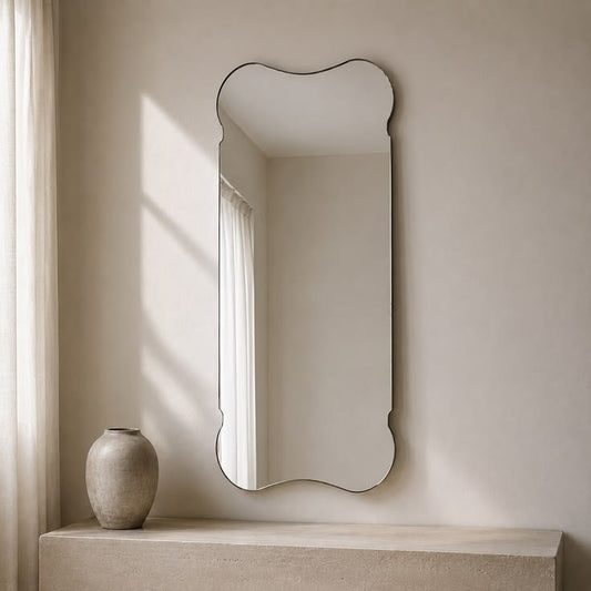 Mid-century style Freeform Mirror with Brass Frame - Vintage N.5