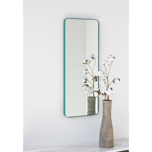 Quadris™ Rectangular Modern Mirror with Mint Turquoise Frame