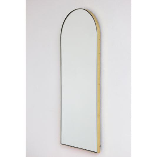 Arcus™ Suspended Arch shaped Bathroom Modern Mirror with a Brushed Brass Frame