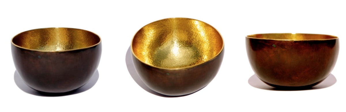 Small Decorative Brass Bowl with a Bronze Patina