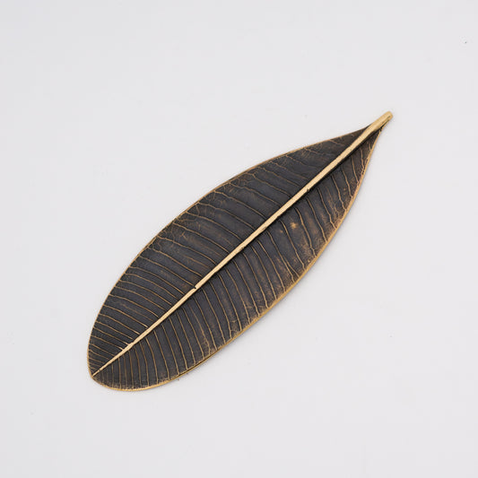 Leaf Handcast Brass Bronze Patina Paperweight