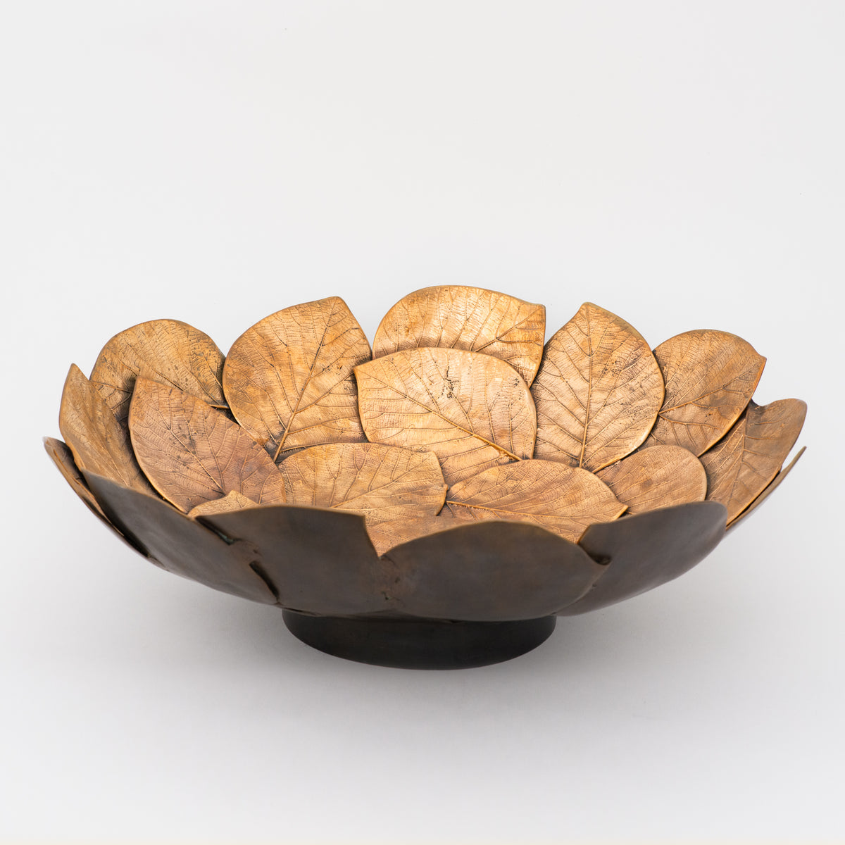Handmade Brass Cast Leaf Decorative Bowl Sculpture - Small