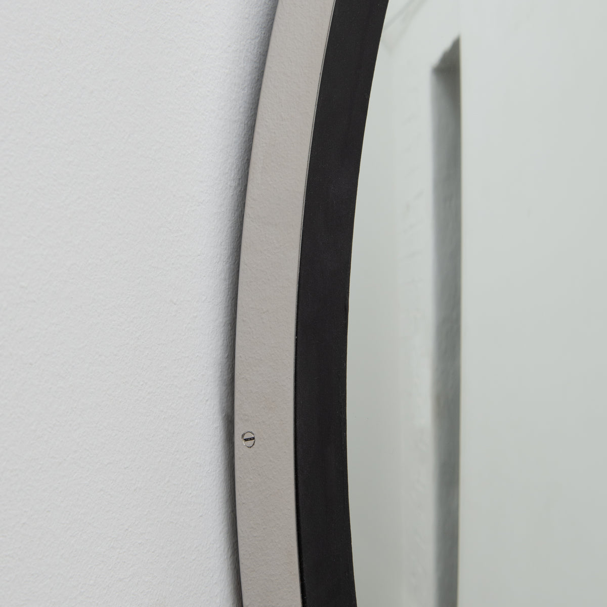 Orbis™ Round Convex Mirror with a Black Timber and a Polished Stainless Steel Frame