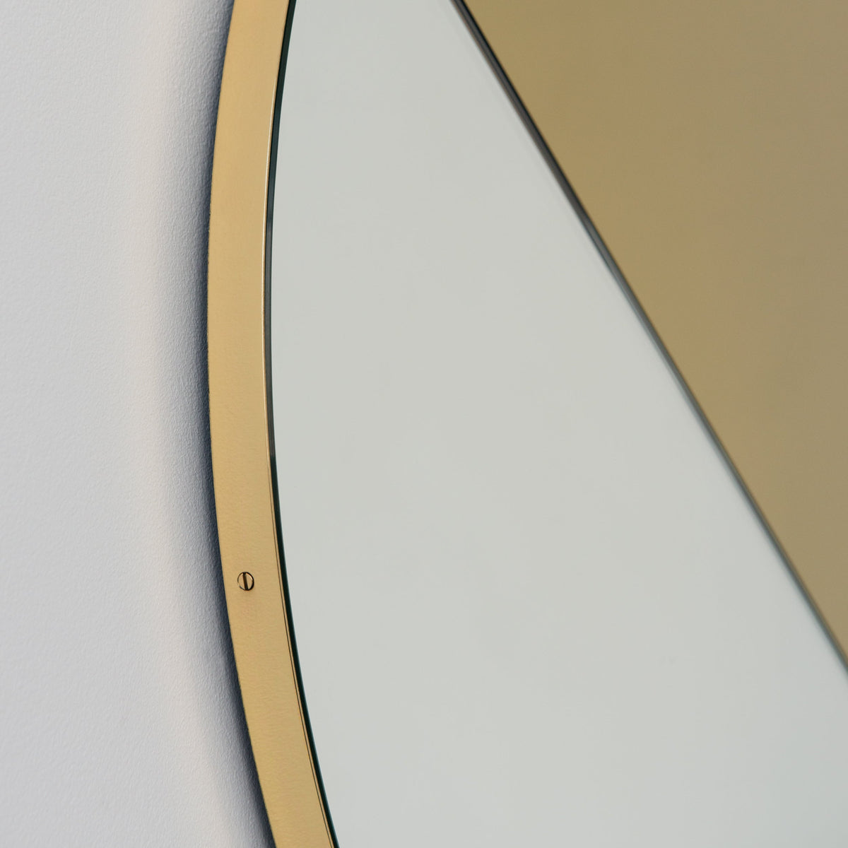 In Stock Orbis Dualis Mixed Tint Gold + Silver Contemporary Round Mirror with Brass Frame