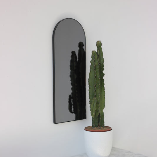 Arcus™ Arch shaped Black Tinted Contemporary Mirror with a Black Frame