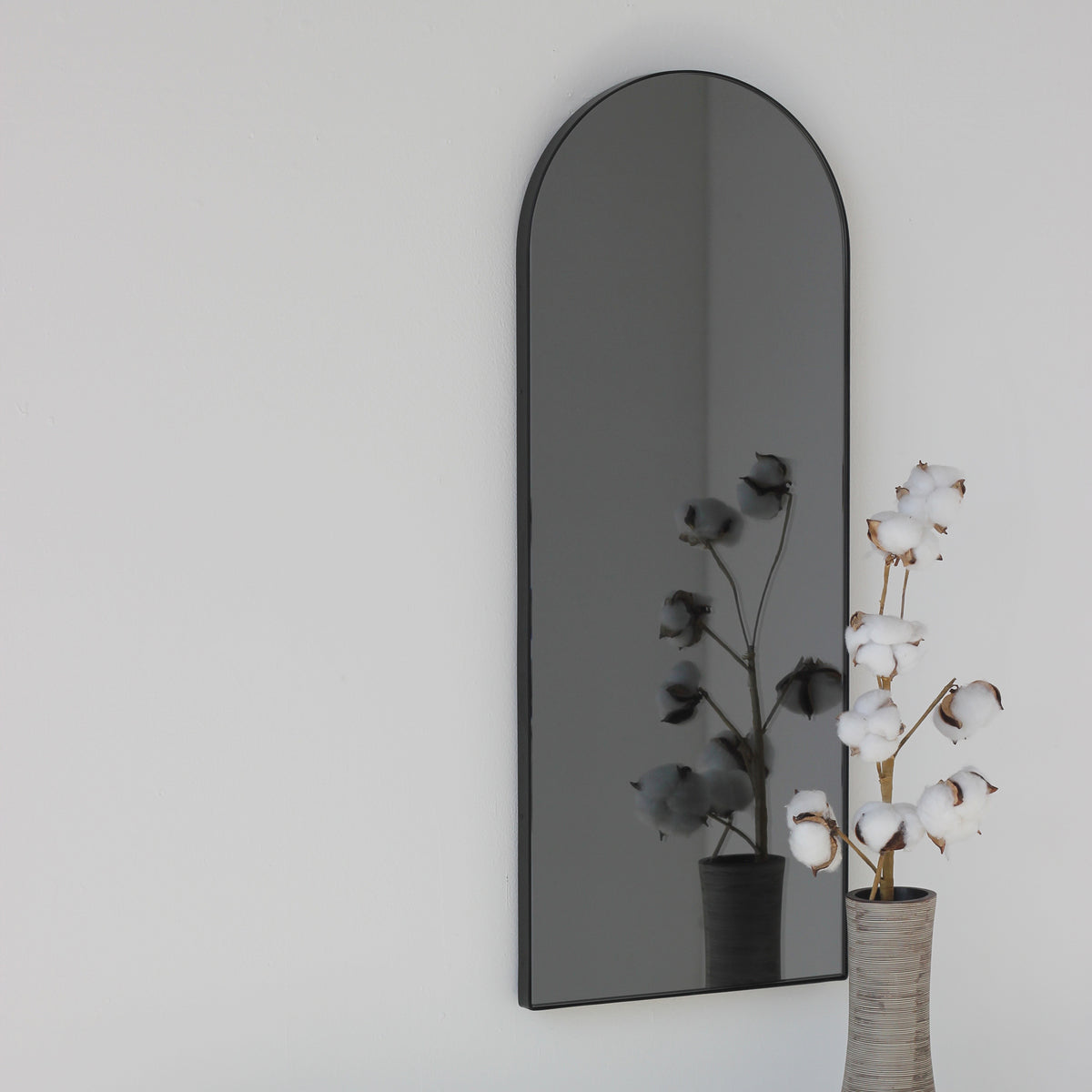 Arcus™ Arch shaped Black Tinted Contemporary Mirror with a Black Frame