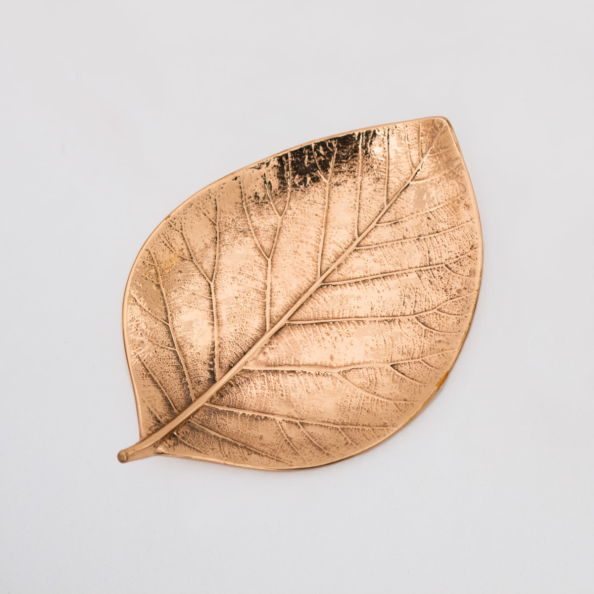 Brass Cast Leaf Decorative Tray, Vide-poche, Medium