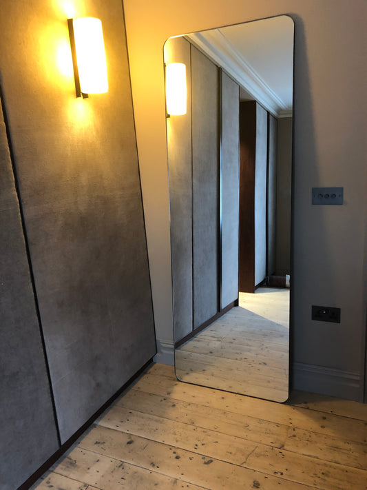 Wall Leaning Quadris™ Floor Mirror with a Bronze Patina Brass Frame