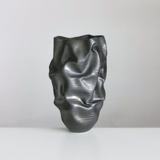 Unique Ceramic Sculpture Vessel Black Dehydrated Form N.57, Objet d'Art