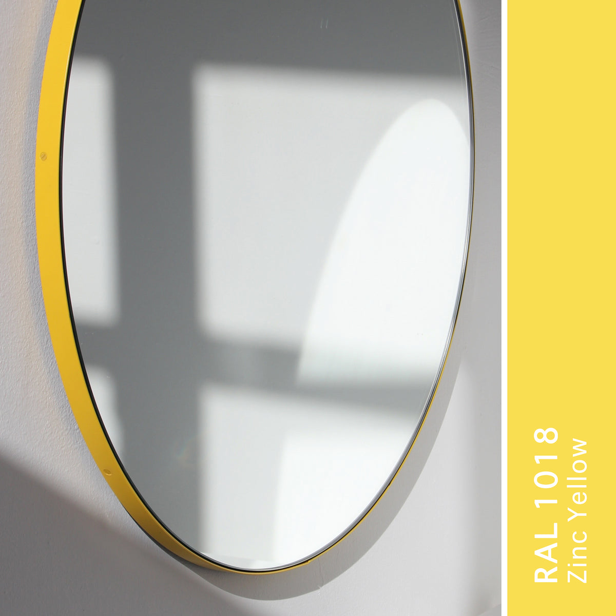 In Stock Luna Half-Moon shaped Modern Mirror with a Yellow Frame