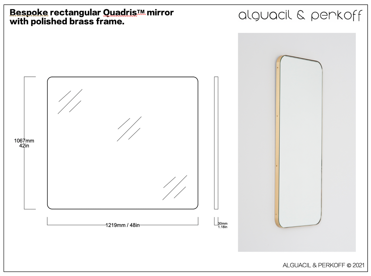 Set of Two Bespoke Quadris™ Mirror with Polished Brass Frame