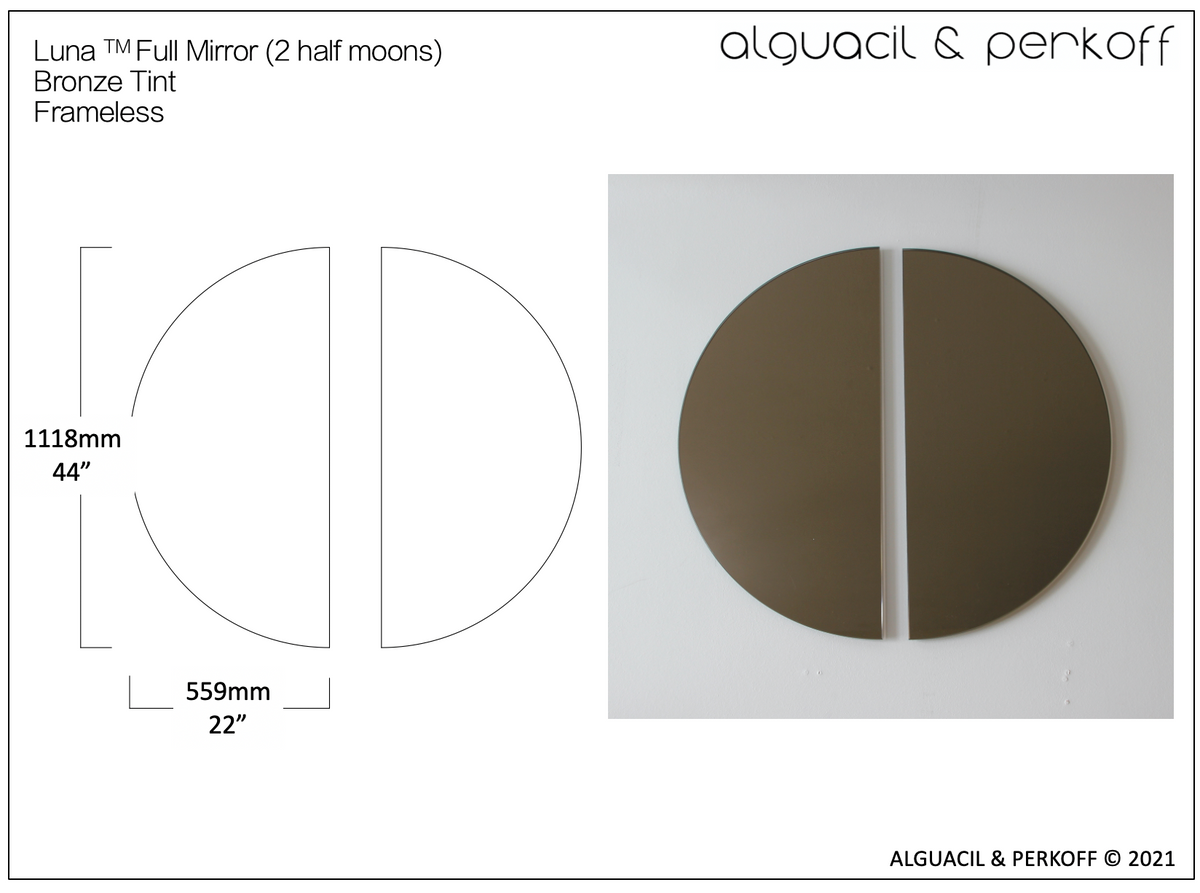 Bespoke Luna™ Mirror Bronze Tinted - 2 Half-Moons - 44" Diam in Total
