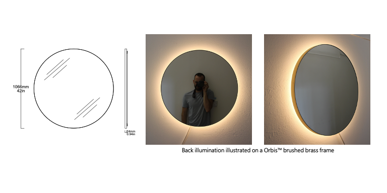 Bespoke Orbis™ Mirror Brushed Brass Frame Back Illumination (1067 x 24mm)
