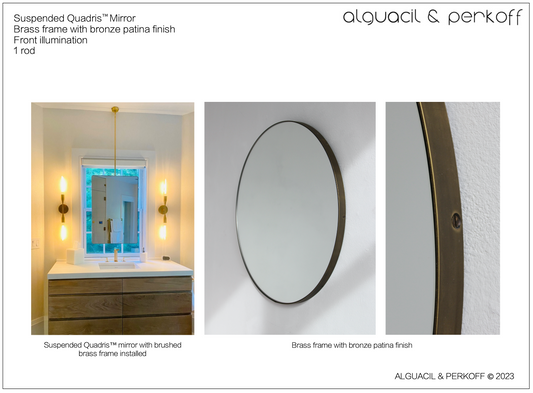 Bespoke Suspended Quadris Brass Frame Bronze Patina Finish 32x14.5in