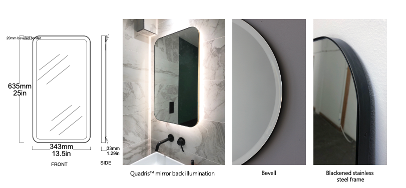 Bespoke Quadris™ Mirror Blackened Stainless steel (635 x 343 x 18mm)