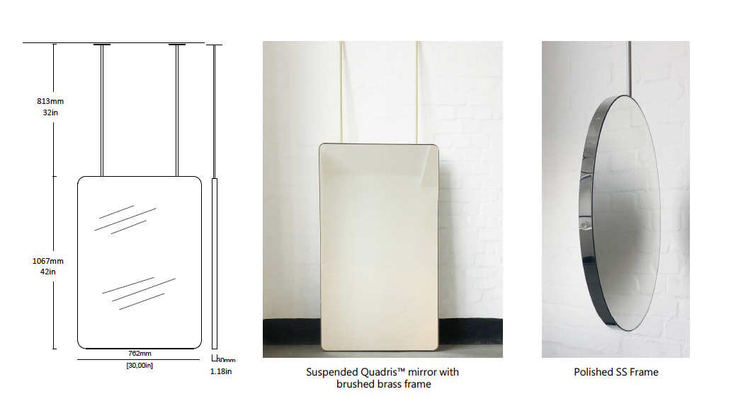 Bespoke Suspended Quadris™ Polished Stainless Steel Double Sided 2 Rods (1067 x 762 x 30mm)