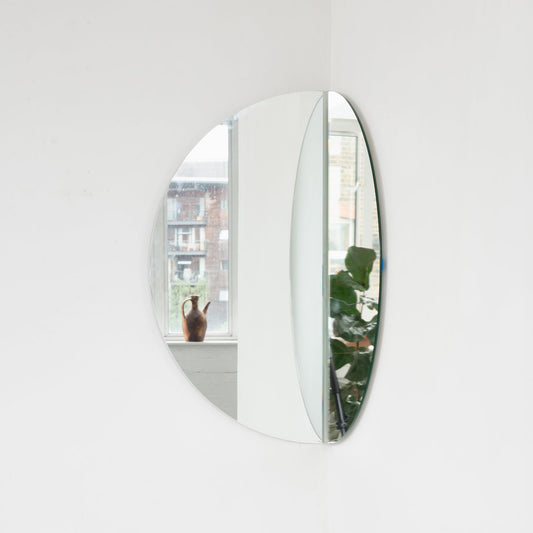 Set of 2 Luna™ Round Half-Moon Minimalist Frameless Corner Mirrors