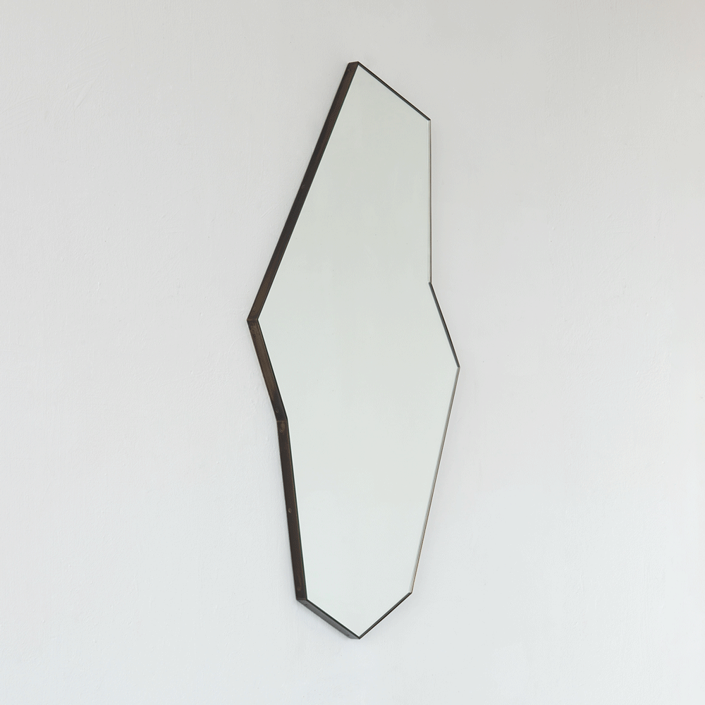 Octagon Bapa™ Irregular shaped Art Deco Mirror with a Bronze Patina Frame