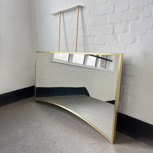 Bespoke Ceiling-Suspended Mirror with a Full Solid Brass Frame