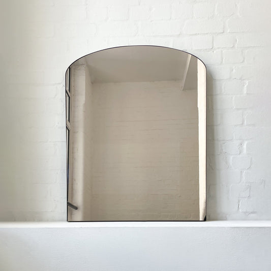 New Overmantel Arcus Mirror with a Bronze Tint and Bronze Patina Frame