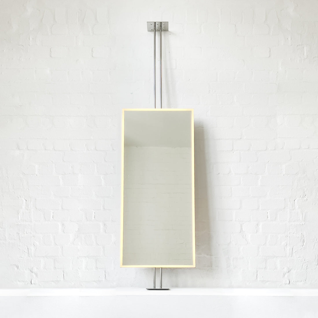 New Countertop to Ceiling Illuminated Rectangular Mirror with Stainless Steel Frame