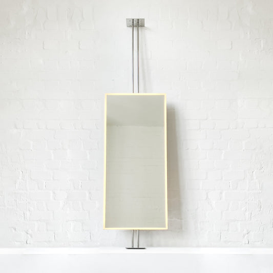 New Countertop to Ceiling Illuminated Rectangular Mirror with Stainless Steel Frame