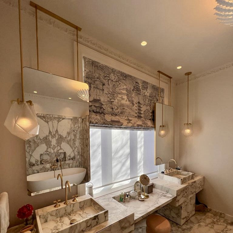 Bespoke Rectangular Suspended Mirror with Brass Frame