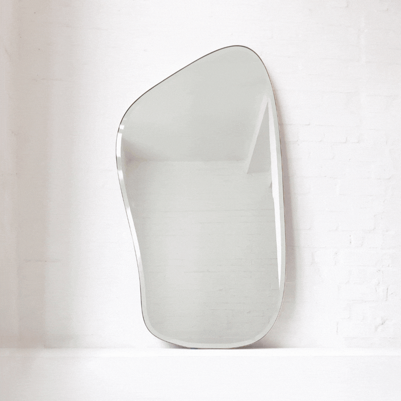 Freeform Bevelled Mirror with Minimalist Brass Frame