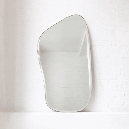 Freeform Bevelled Mirror with Minimalist Brass Frame