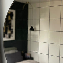 Orbis Bronze Tinted Round Mirror with Sandblasted Grid and a Bronze Patina Frame