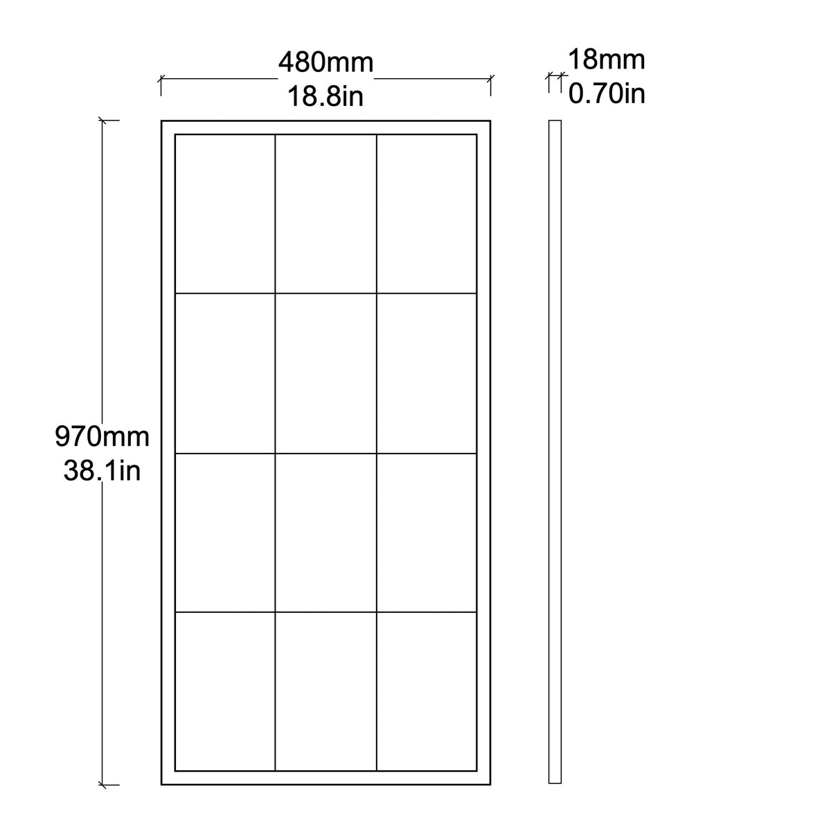 Quadris™ Rectangular Antiqued Panelled Mirror with Bronze Patina Frame