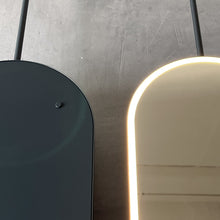 Capsula™ Ceiling Suspended Illuminated Mirror with Modern Anthracite Grey Frame