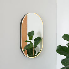 Capsula™ Front Illuminated Capsule shaped Mirror with Elegant Brushed Brass Frame, Customisable