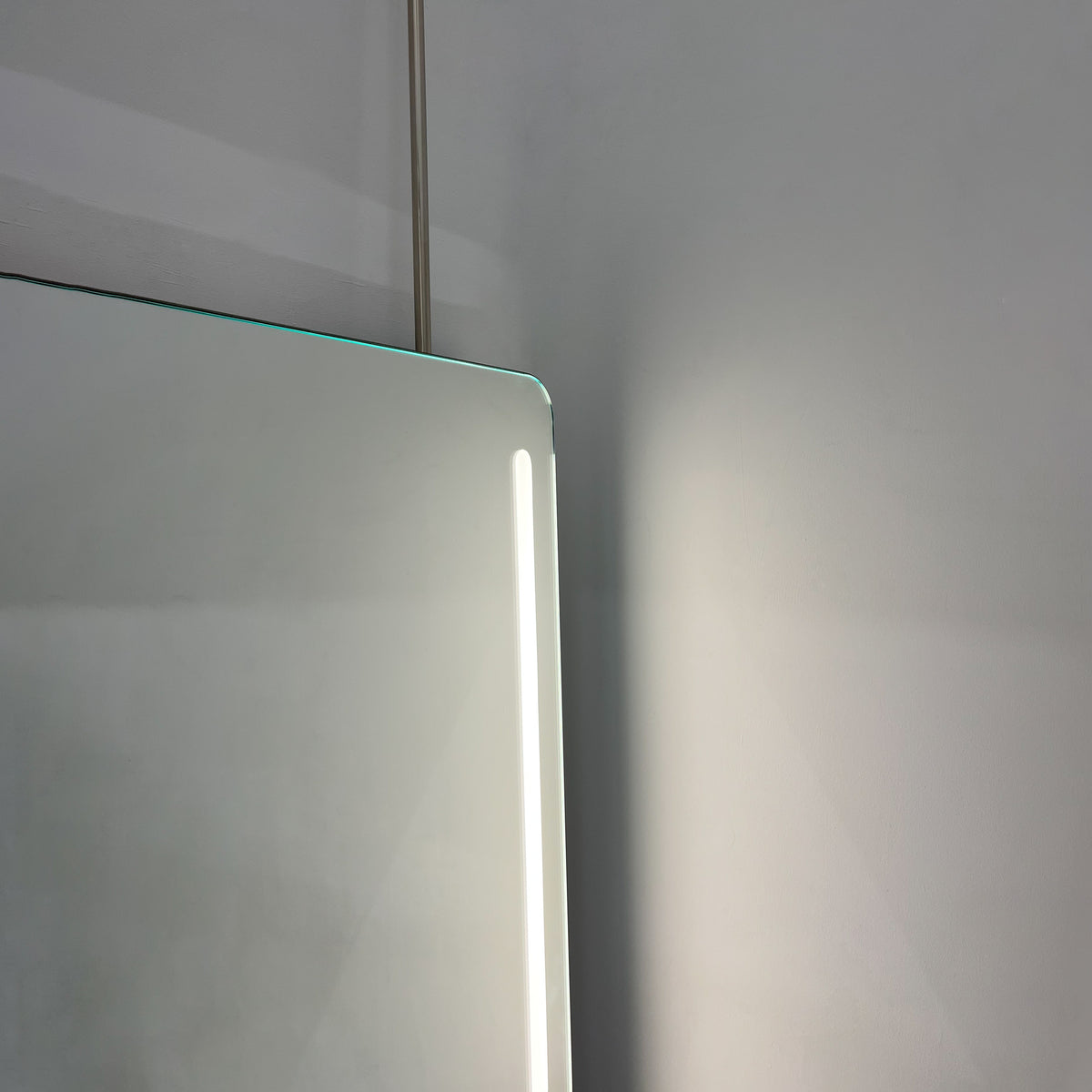 Ceiling Suspended Front Illuminated Rectangular Mirror with Stainless Steel Frame