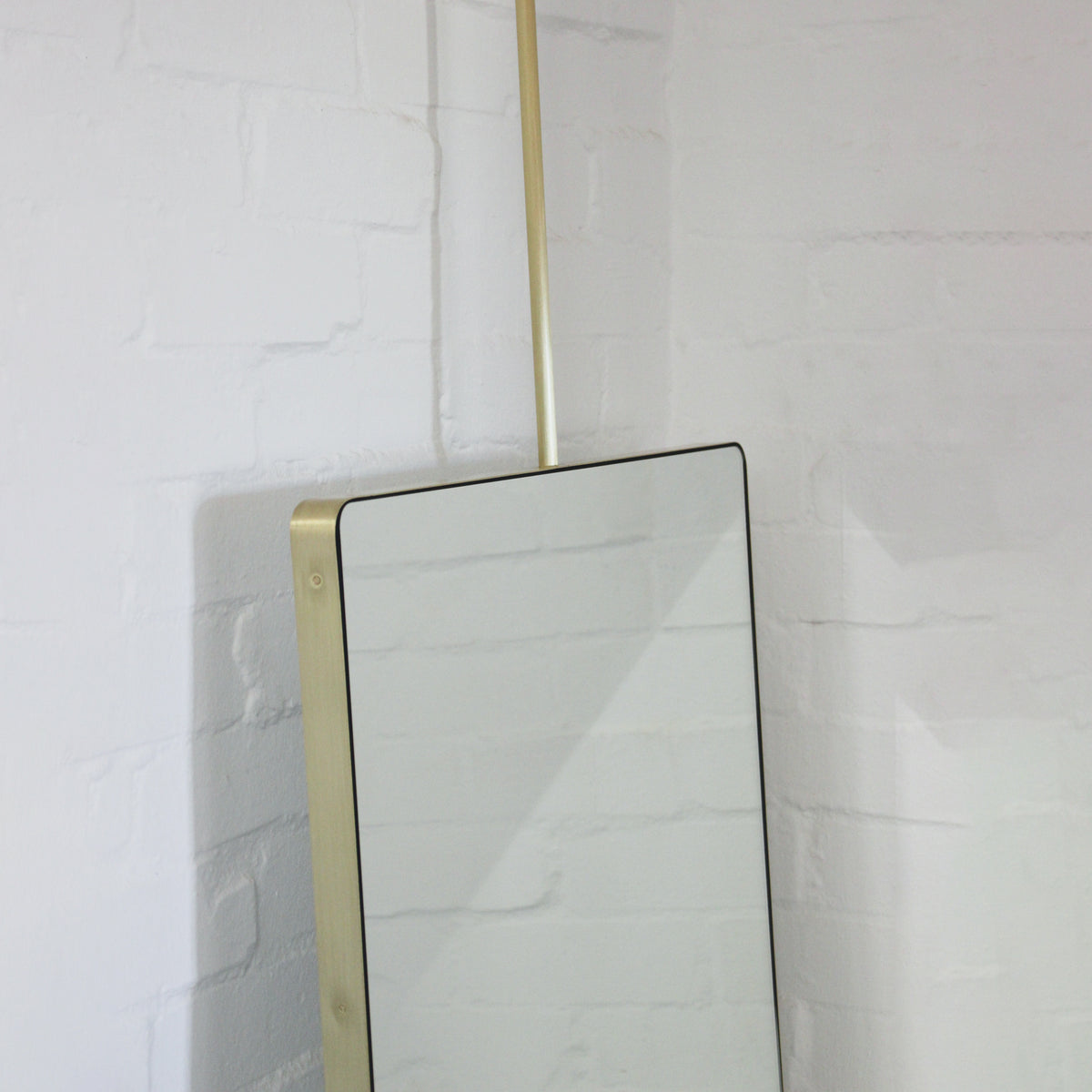 Quadris™ Ceiling Suspended Rectangular Bathroom Mirror with Brass Frame, Customisable